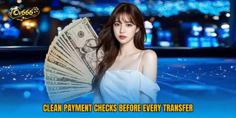 Clean payment checks before every transfer